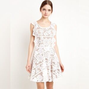 For Love And Lemmons Gianna White Lace Floral Criss Cross Mini Dress